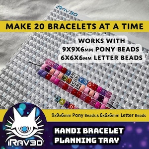 Kandi Bracelet Planning Tray Organizer© – Art Design Bead Tool – Original iRav3D© Design – Craft Supply Friendship Trading PLUR DIY Trinkets