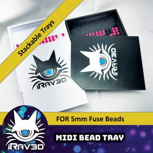 MIDI 5mm Perler Bead Tray Organizer© – Fuse Beads Sorting and Storage Tools – Original iRav3D© Design – Craft Supply for Pixel Art Projects