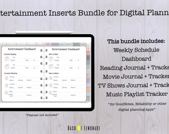 Entertainment Tracker Inserts, Digital Planner Bundle (PDF)