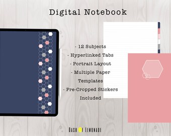 Digitales Notizbuch für GoodNotes,Notability,etc./iPad Planer/Studenten Notizbuch/Notizbuch/hyperlinked tabs
