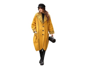Cappotto da donna/ Cappotto di lana/ / Cappotto stravagante/ Taglie forti/ Cappotto firmato/ Giacca/ Cardigan con cappuccio/ Alta qualità
