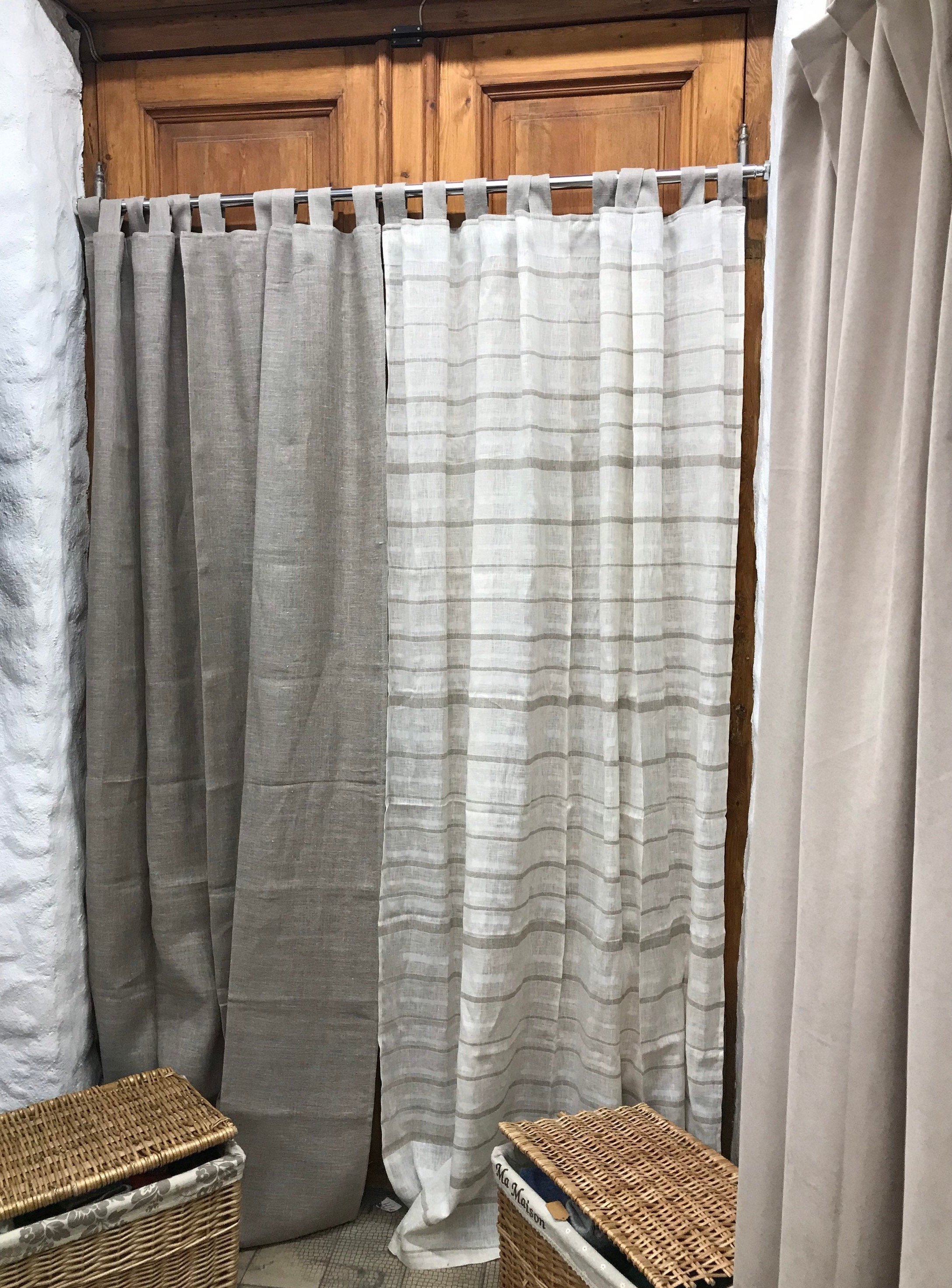 Tab top linen curtain panel Linen window treatments in Etsy