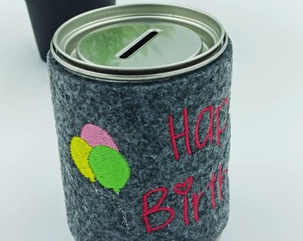 Birthday gift, money box with felt, customizable