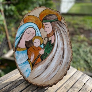 Wood Manger Scene Ornament, Christmas Gift, Christmas Decor, Mary Joseph Jesus, Pesebre, native ornament