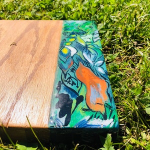Handmade Epoxy Resin Cutting Board, Personalized Chopping Board, Wooden Cheese Board, Acrylic Colored Charcuterie Board, Gifts for Mom
