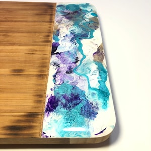 Handmade Epoxy Resin Cutting Board, Personalized Chopping Board, Wooden Cheese Board, Acrylic Colored Charcuterie Board, Gifts for Mom