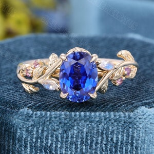 68mm Oval cut Lab sapphire Engagement Ring Yellow gold Moissanite Engagement Ring Vintage Cluster diamond Wedding Anniversary promise Gift zdjęcie 1