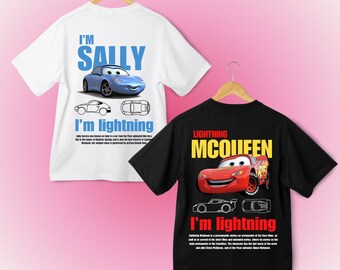 Lightning Mcqueen And Sally PNG for t-shirt design, cars design