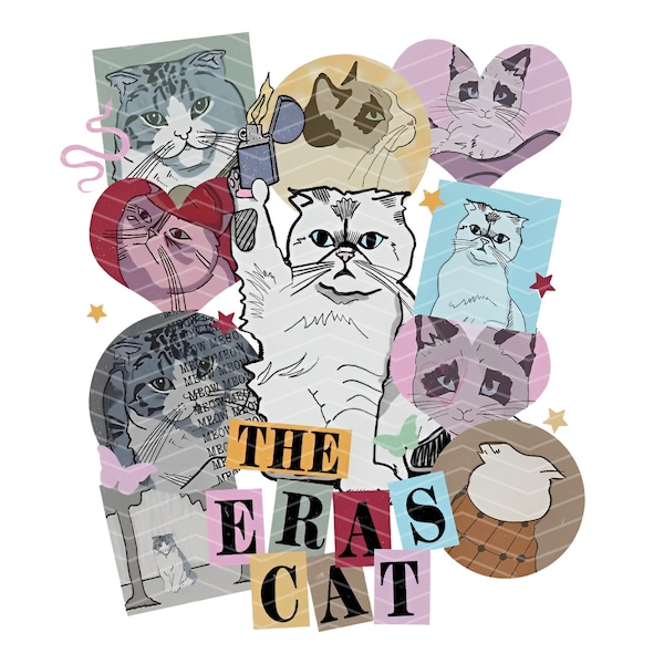 The Eras Tour PNG, The Eras Cat, Taylor Swift PNG for T-shirt