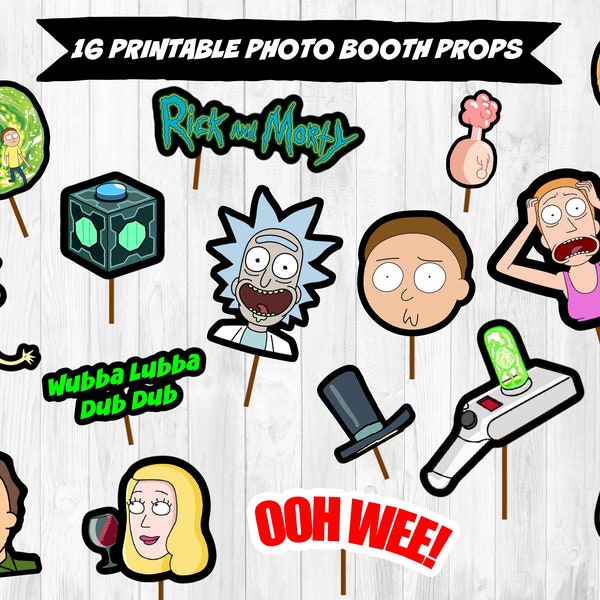 Rick and Morty Photo Booth Props, Rick and Morty Birthday Party, Party Props, Photo Booth Props, Rick and Morty