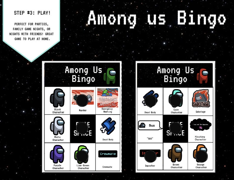 among us bingo among us printable bingo among us game among etsy