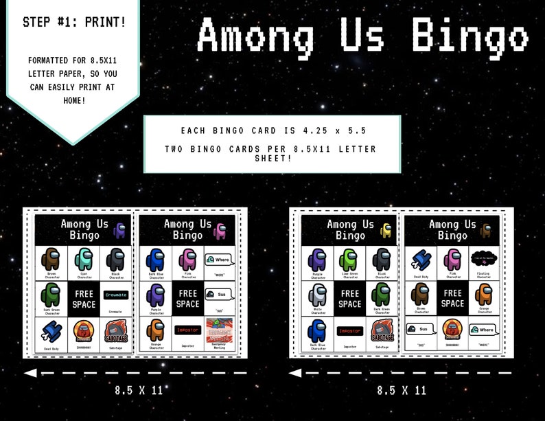 among us bingo among us printable bingo among us game among etsy