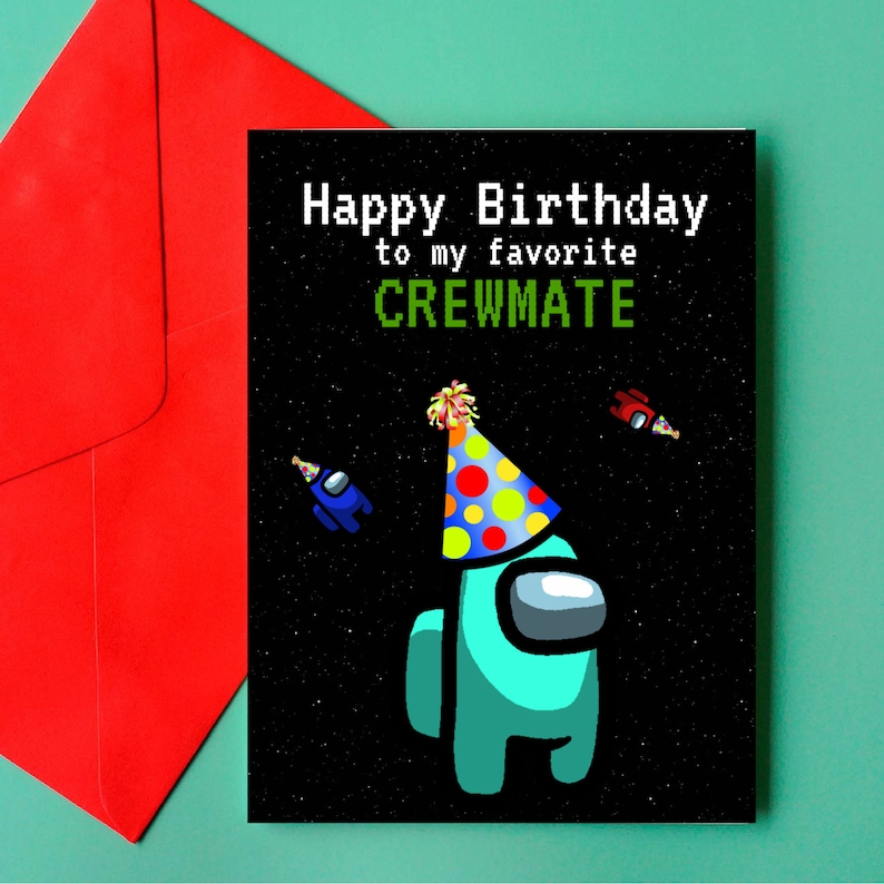Among Us Printable Birthday Card Among Us Birthday Party Etsy