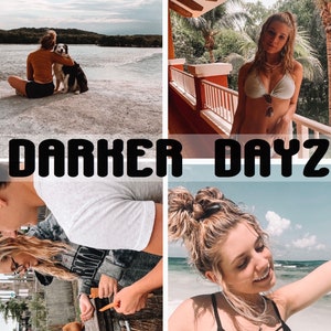 Peut inclure: Un collage de quatre images mettant en scène un groupe d'amis qui passent du bon temps ensemble. Les images montrent une femme assise sur une plage avec un chien, une femme en maillot de bain debout sur un balcon, un couple regardant un petit chien et une femme avec les cheveux en chignon souriant à la caméra.