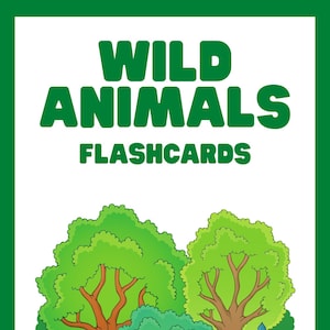 Wilde dieren-flashcards - kleurrijke afdrukbare dierenleerkaarten voor kinderen - leuke educatieve activiteiten en spelletjes