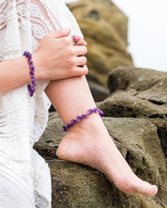 Amethyst Anklet Bracelet Etsy UK