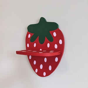 Strawberry Fruit Shelf- Handmade Wood Shelf for Kids Dorm Decor Curvy Shelf