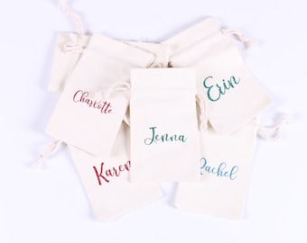 Sacs en toile personnalisés avec cordon de serrage - Pochette cadeau Pochette à bijoux Demoiselle d&#39;honneur Poule EVJF Anniversaire Soirée pyjama Nuptiale Shower Party Cadeau de mariage