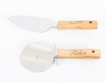 Personalized Pizza Cutter Set, Pizza Cutter Serving Set, College Student Gift, Mothers Day, Fathers Day, New Apartment, Unique Birthday