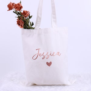 Personalized Large Canvas Tote - Women School Bag Your Text or Logo Unbleached Cotton Gym Market Shopping Grocery Bag Light Weight Reusable