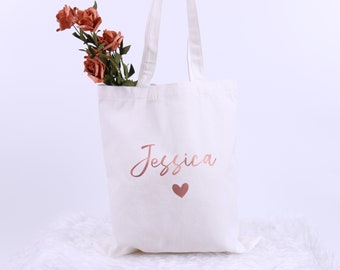 Personalized Large Canvas Tote - Women School Bag Your Text or Logo Unbleached Cotton Gym Market Shopping Grocery Bag Light Weight Reusable