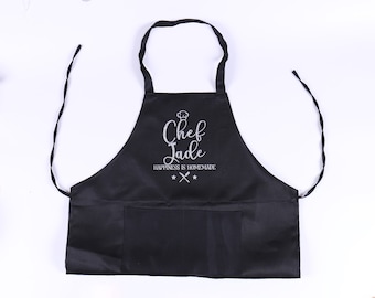 Personalized Polyester Apron - Husband Wife Anniversary Birthday Gift Father Mother Day Chef Bakery Your Name Kitchen Workshop Apron Pockets