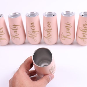 Personalized Bridesmaid Gift Name Monogrammed Tumbler 6oz White Black Rose Gold Hen Bachelorette Party Cup Sleepover Party Wife Gift