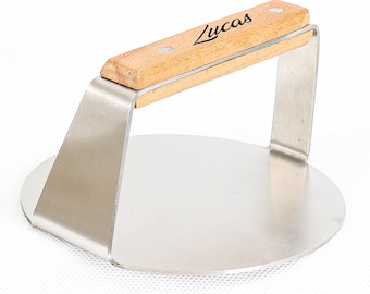 Stainless Steel Burger Press Personalized BBQ Grill Meat Smasher Engraved Hamburger Dad Chef Anniversary Gift Compact Patty Maker Bacon