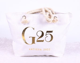 Personalized Bridesmaid Tote Name Initial Monogram Custom Wedding Welcome Bag Canvas Zipper Beach Favor Mother of Bride Hen Party Bag