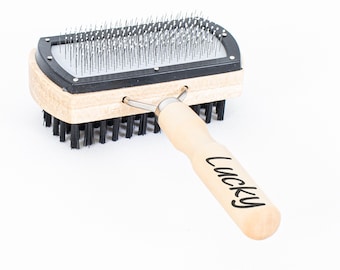 Personalized Double Sided Slicker Dog Brush, Pets Grooming Comb for Removing Shedding, Hair Grooming Coat Comb Fur Cleaner Pin Bristle