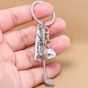 Personalized Golf Keychain for Player Fan Father&#39;s Day Christmas Gift Coach Dad Keychain Custom Name Sport Name Tag Club Wedding Favor