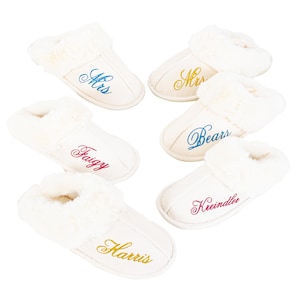 Personalized Women Fuzzy Outdoor House Slippers, Soft Slip On Slippers Cozy Plush, Faux Scuff Slippers Indoor Fluffy Slipper Shoes