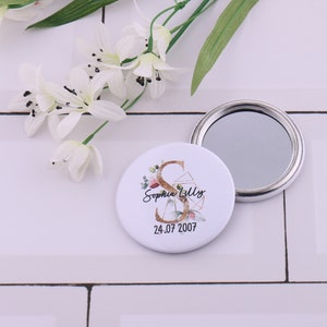 Espejo compacto de una cara personalizado su nombre de texto personalizado inicial fiesta favor oficina compañero de trabajo regalo monograma dama de honor propuesta alfabeto