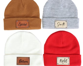 Personalized Winter Hat Warm Beanie Kids Newborn Adult Toddler Cute Names Unisex with Name Christmas Knitted Hat Niece Nephew Daughter Gift