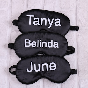 Personalized Name Satin Sleep Mask - Anniversary Wife Husband Gift Groomsmen Flower Girl Bridal Shower Sleepover SPA Party Wedding Favor