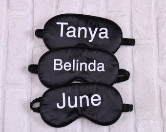 Personalized Name Satin Sleep Mask - Anniversary Wife Husband Gift Groomsmen Flower Girl Bridal Shower Sleepover SPA Party Wedding Favor