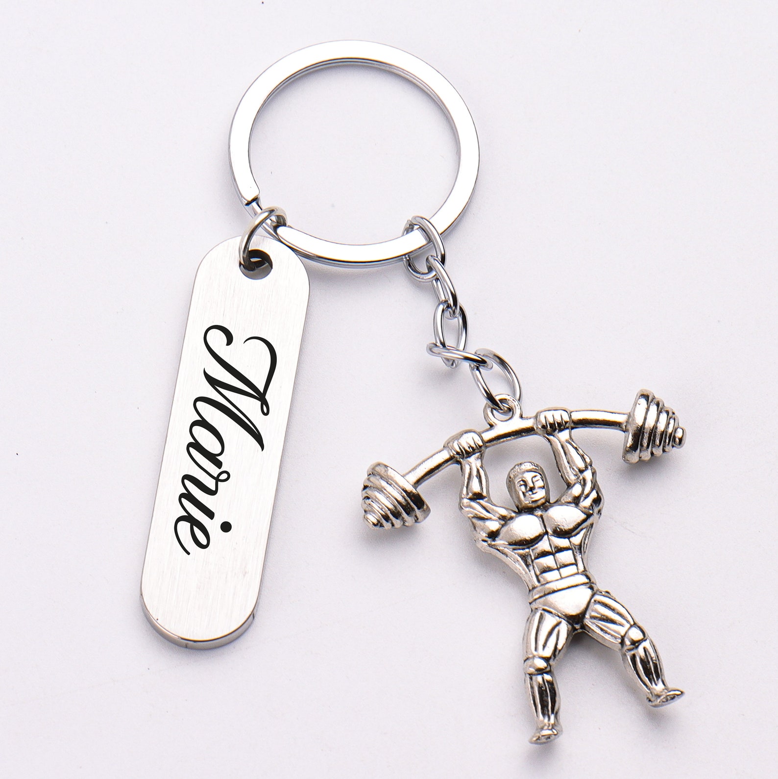 Personalized Weight Lifting Keychain, Custom Weight Lifter Jewelry ...
