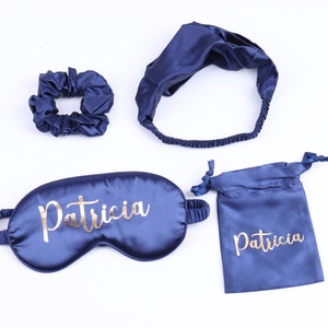 Personalized Bridesmaid Proposal Gift Set - Scrunchie Hairband Tie Sleep Mask Bachelorette Birthday Sleepover Party Wedding Favor Christmas