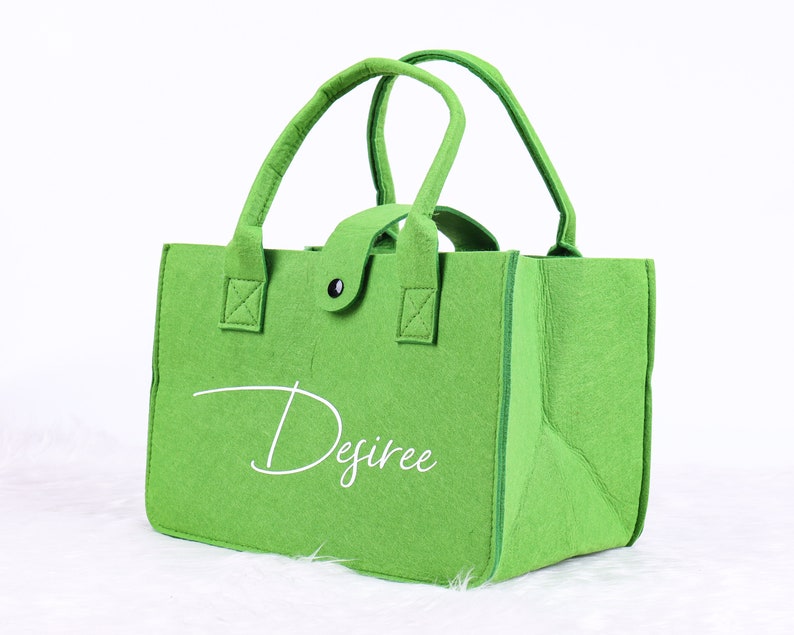 Personalized Shopping Tote Bags Felt Bridesmaid Name Monogram Etsy