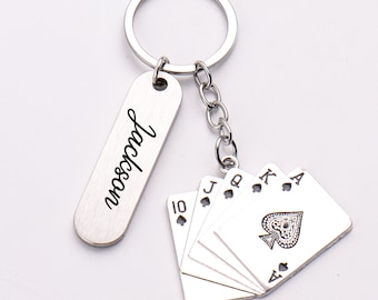 Personalized Playing Cards Keychain Poker Keychains for Men Key Ring Playing Card Key Pendant for Phones Bag Gift Decoration