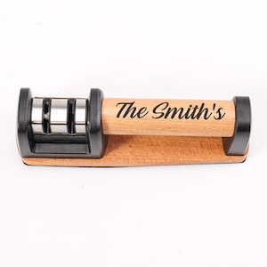 Personalized Knife Sharpener, 2-Stage Hand-Held Manual Kitchen Knife Sharpener for Straight and Serrated Knives