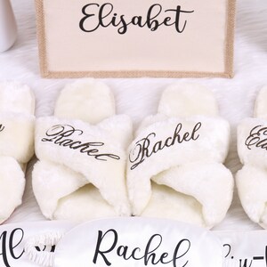 Personalized Sleepover Gift - Slipper Eye Mask Pocket Mirror Tumbler 6oz Burlap Tote Bridesmaid Hen Bachelorette Mum Birthday Party Favors image 3