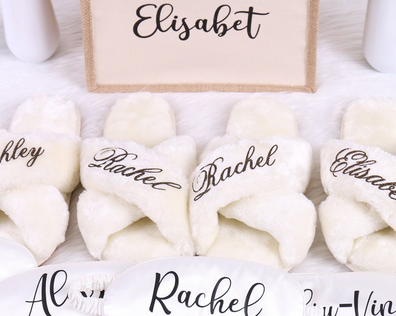 Personalized Sleepover Gift - Slipper Eye Mask Pocket Mirror Tumbler 6oz Burlap Tote Bridesmaid Hen Bachelorette Mum Birthday Party Favors image 3