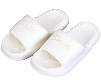 Personalized Thick-Sole Slippers Slides Super Comfy Bridesmaid Sleepover Gifts Travel Beach Gift Slip on Slide Sandals Indoor Outdoor