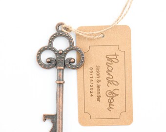 Personalized Vintage Skeleton Key Bottle Opener Thank You Tag Name Escort Card Wedding Party Favor The Key to Happiness Bridal Shower Gift