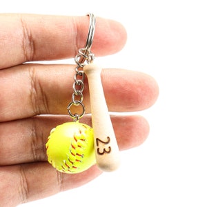 Customized Mini Baseball Bat Keyring Coach Gift Tag PU Softball Personalized Name and Number Keychain Father&#39;s Day Gift