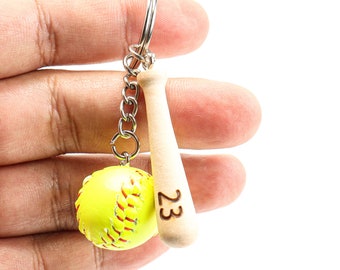 Portachiavi personalizzato con mini mazza da baseball, regalo per allenatore, portachiavi in PU con nome e numero, regalo per la festa del papà
