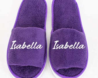 Personalisierte Brautjungfer Pantoffel, kundenspezifische Braut-Hochzeitspantoff-Wegwerfhotel-Pantoffel, Brautparty-Spa-Pantoffel für Bachelorette Partybevorzugung
