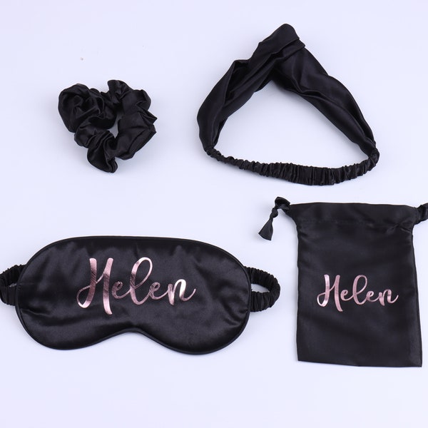 Customized Girls Spa Gift Set - Scrunchie Hairband Tie Sleep Mask  Bridesmaid Proposal Bachelorette Sleepover Party Wedding Favor Christmas