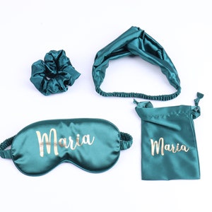 Personalisierte SPA Sleepover Party-Set - Scrunchie Haargummi Schlafmaske Brautjungfer Vorschlag Geburtstagsparty Hochzeitsbevorzugung Weihnachtsgeschenk